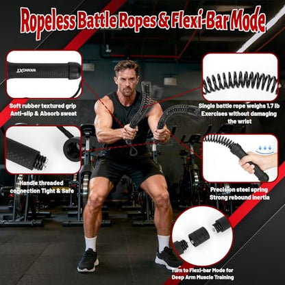 Cordless Battle Ropes (2-Pack) Portable Workout Ropes for HIIT Workouts,Cardio & Muscle Training,Low-Impact Cardio Training,Home Gym Equipment for Men & Women(1.9LB x 2) (1.9LB*2)