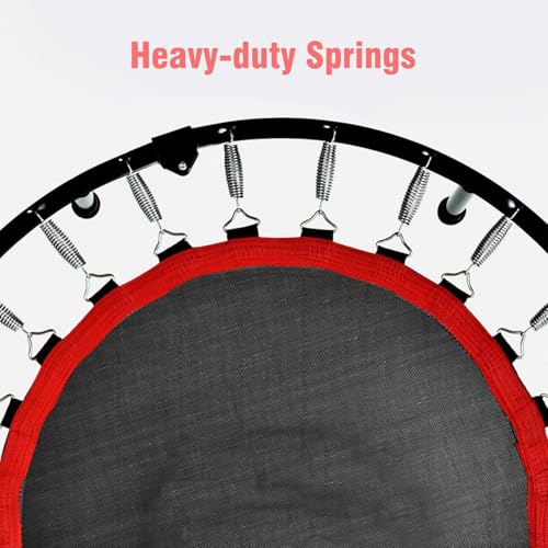 40" Foldable Mini Trampoline for Kids & Adults, Fitness Rebounder with 5-Level Adjustable Foam Handle, Max Load 450 lbs, Indoor/Outdoor Exercise Trampoline for Home Workouts (Red)