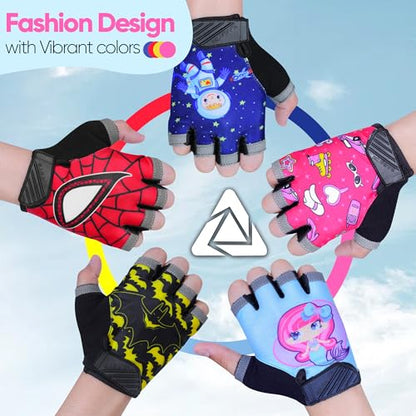 Half Finger Kids Cycling Gloves, Non-Slip Kids Bike Gloves - color: Aqua Marine, size: Large [8 - 10]