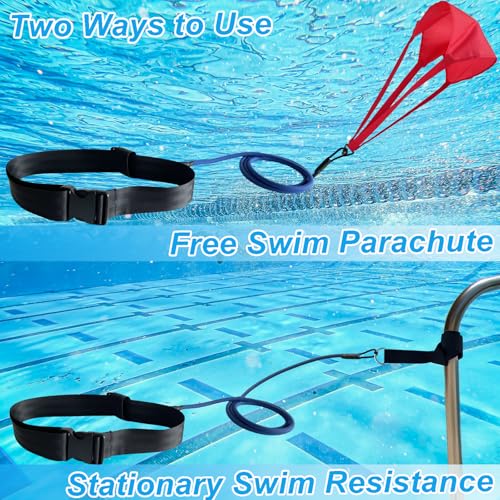 Swimming Resistance Training Set - Aquatic Resistance Belt, Swim Parachute, Pool Trainer Set