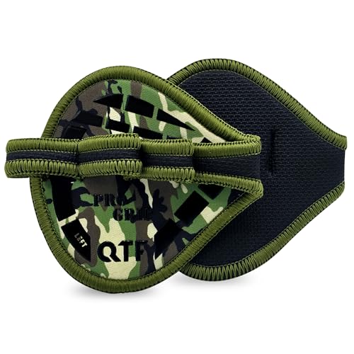 QTF Gym Grips Pads - Neoprene Gloves Gym Palm Protector Weight Lifting Grips Replacement of Workout Gloves Men and Women - Lifting Grip Pads for Weightlifting, Calisthenics. - color: Camo Green