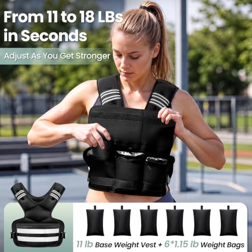 Adjustable Weighted Vest for Women and Men, 4-11lb/11-18lb/20-32lb Vest - size: 11-18 lbs