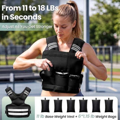 Adjustable Weighted Vest for Women and Men, 4-11lb/11-18lb/20-32lb Vest - size: 11-18 lbs