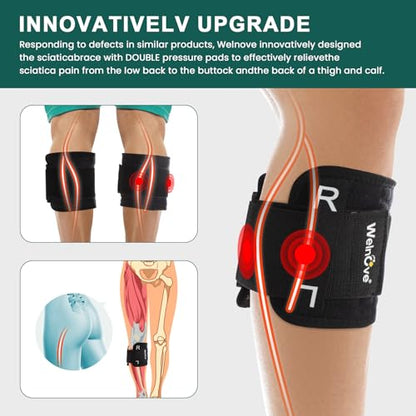 Welnove Sciatic Nerve Brace for Pain Relief – Pressure Pads for Targeted Compression. Relieve Sciatic Nerve, Lower Back, and Hip Pain with Adjustable Knee Support. Unisex and Comfortable for Daily Use
