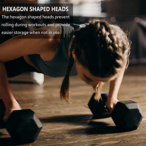 Dumbbells Set of 2 Hex Rubber Encased Dumbbells, Weights Dumbbells Set with Metal Handle for Exercise and Fitness (12 lb, Pair)