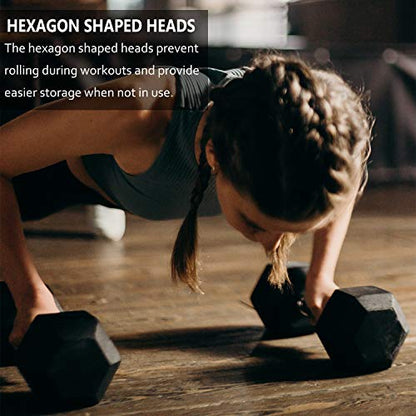 Dumbbells Set of 2 Hex Rubber Encased Dumbbells, Weights Dumbbells Set with Metal Handle for Exercise and Fitness (12 lb, Pair)