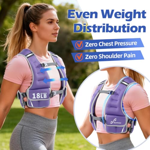 Sportneer Adjustable Weighted Vest Woman: 6-10lb/10-18lb Weighted Vests - color: Purple, size: 10-18 lbs