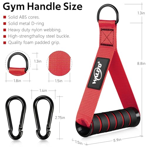 WALITO Exercise Handles, Replacement Cable Machine Attachments for Home Gym Equipment, Pulley System, Pilates, Resistance Bands, Strength Trainer, Heavy Duty Working Out Handles - color: Red