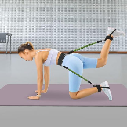 Vertical Jump Trainer Resistance Bands Set with 120lbs TPE Elastic Bands, Adjustable Waist & Ankle Cuffs for Basketball, Soccer, MMA Athletes, Coaches