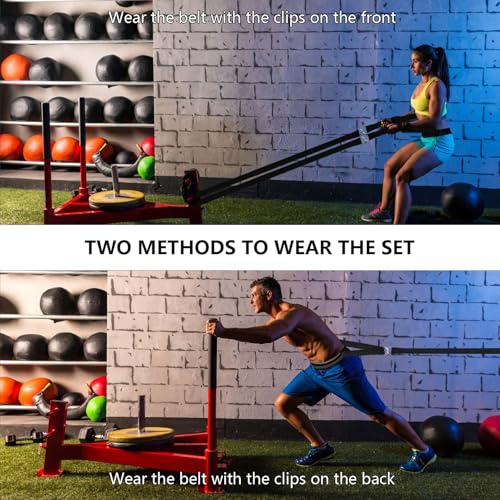 Sled Pulling Belt Set, Adjustable Waist Strap with Pulling Rope - size: 9.8ft