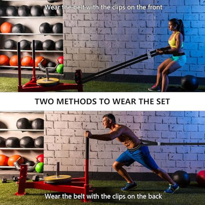Sled Pulling Belt Set, Adjustable Waist Strap with Pulling Rope - size: 6.6ft