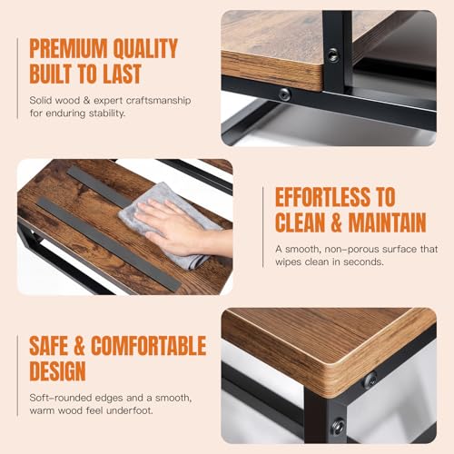 Upgraded Anti-Slip Step Stool with Handle, Heavy-Duty & Stable, Multi-Purpose for High Bed, Kitchen, Bathroom - color: Brown, size: Single Handle