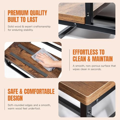 Upgraded Anti-Slip Step Stool with Handle, Heavy-Duty & Stable, Multi-Purpose for High Bed, Kitchen, Bathroom - color: Brown, size: Single Handle