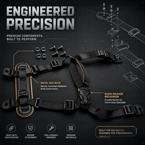 Jeeone Tactical Helmet Chin Strap, Universal Adjustable Dial 4-Point Suspension System with Bolts, for ACH Arisfit Fast MICH Bump Helmet - Black | nylon - color: Black
