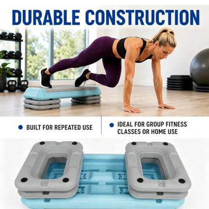Aerobic Step Platform Height Adjustable Workout Step - color: Double-layer Base-Skyblue