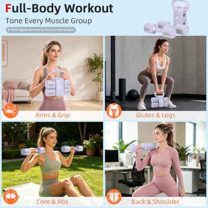 Abahub 2 in 1 Kettlebell & Dumbbell Set, Adjustable Dumbbell for Home Gym - color: Purple
