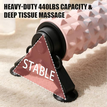Foam Roller with Detachable Stand & Wall-Mountable Suction Cups for Deep Tissue Massager 21" Trigger Point Foam Roller for Home Workout Muscle Recovery Yoga Pilates Physical Therapy