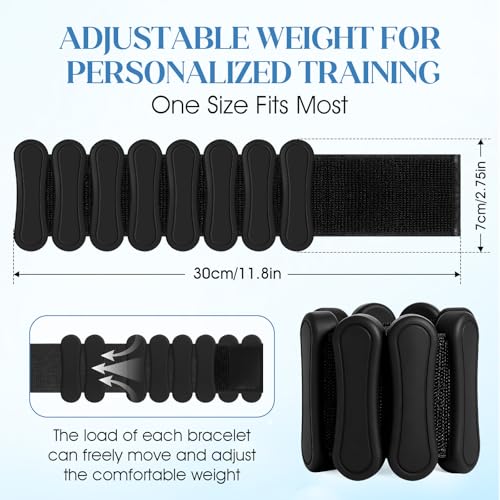 Ankle and Wrist Weights for Women & Men, Adjustable Leg & Arm Weights Set of 2 (1Lbs Each), Weighted Bangles Fits for Yoga, Pilates, Home Gym, Strength Training - color: Black