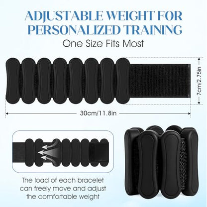 Ankle and Wrist Weights for Women & Men, Adjustable Leg & Arm Weights Set of 2 (1Lbs Each), Weighted Bangles Fits for Yoga, Pilates, Home Gym, Strength Training - color: Black