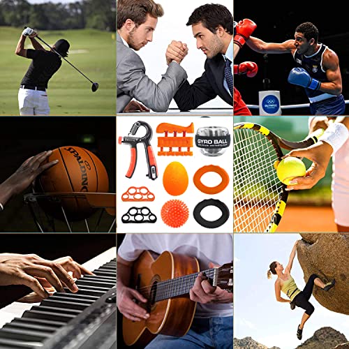 Hand Grip Strengthener Workout Kit (10Pcs) Hands Grip Strength Trainer, Forearm Gripper, Finger Exerciser Stretcher Wrist Ball, Stress Relief Ball for Men and Women, Injury Recovery