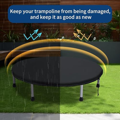 Mini Trampoline Cover,40 In Rain Waterproof Fitness Protective Round Acessories Covers,Dustpoof Jumping Bed Replacement Sunproof Shade,for Adults/Toddler,Indoor/Outdoor,Not Spring Mat (Black)