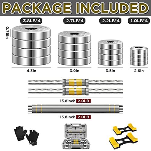 PHOEROS Adjustable Dumbbell Set - 44/66/88 LBS weights set, Dumbbell Barbell 3 in 1, Steel Dumbbells Pair with Connecting Rod for Adults Women Men Fitness Workout, Home Gym Exercise Training Equipment