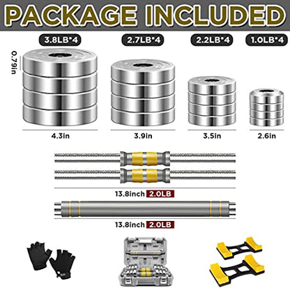PHOEROS Adjustable Dumbbell Set - 44/66/88 LBS weights set, Dumbbell Barbell 3 in 1, Steel Dumbbells Pair with Connecting Rod for Adults Women Men Fitness Workout, Home Gym Exercise Training Equipment