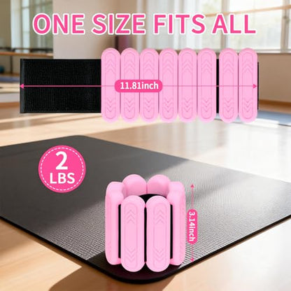 Wrist & Ankle Weights for Women Men, 1lb/2lb/4lb Set of 2 - Adjustable Wearable Weighted Bands, Waterproof Silicone Arm & Leg Weights for Pilates, Yoga, Walking, Dance, Home Workout & Gym