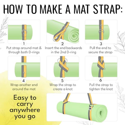 TECEUM 2 IN 1 Yoga & Mat Strap for Stretching – Cotton – 6/8/10 ft - color: Yellow Gray, size: 8 ft