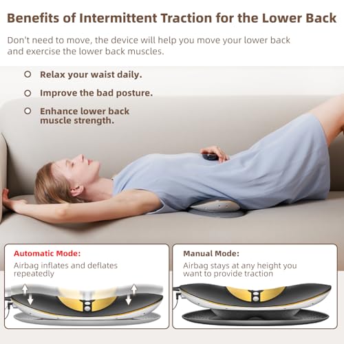 Electric Lumbar Traction Device, Multifunctional Back Traction Device with Dynamic Airbag Traction, 20-Level Electrotherapy, 3-Level Vibration Massage and Thermal Therapy from 113 to 131℉