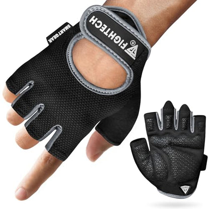 Workout Gloves for Men and Women, Fingerless Weight Lifting Gloves with Cushioned Palms, Gym Gloves for Exercise Fitness Training Climbing Cycling, Breathable and Lightweight - size: Large
