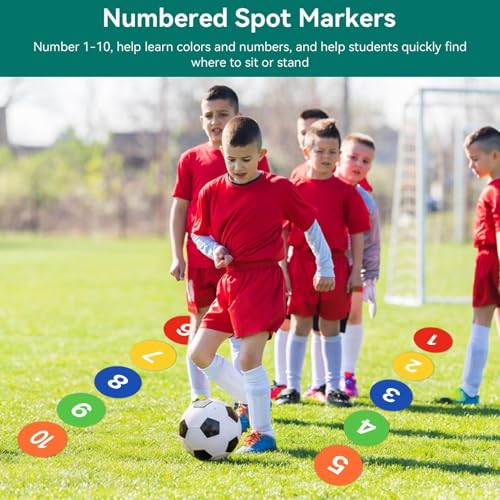 10PCS 9in Poly Spots for Gym Floor, Cake Walk Game Floor Markers Flat Soccer Cones Floor Dots Speed and Agility Training Equipment for Soccer Basketball Sports