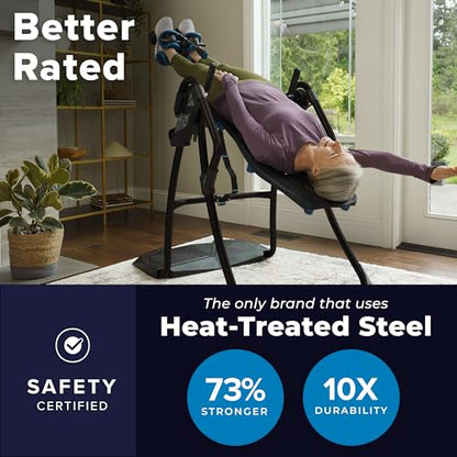 TEETER FitSpine LX9 Inversion Table, Deluxe Easy-Reach Ankle Lock, Decompression Surface for Back Pain Relief, Integrated Accessories, UL Safety Certified, Heavy-Duty 300 lb Capacity, FDA Registered