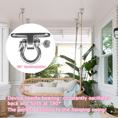 2-Pack Stainless Steel Swing Hangers,Slient Bearing Swing Hanger, Anti-Rust Heavy Duty 180° Rotary Swing, 1500LB Wooden Yoga Hammock Chair, Sandbag Porch Swing - size: 2.3 inches