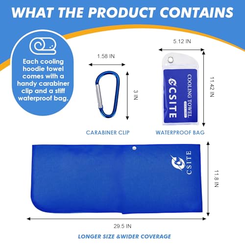 Cooling Hoodie Towels, Instant Cooling Towels for Neck and Face, UPF 50 Sun Protection, Ice Towel for Hot Weather, Head Towel for Sports, Camping, Cycling & More Activities