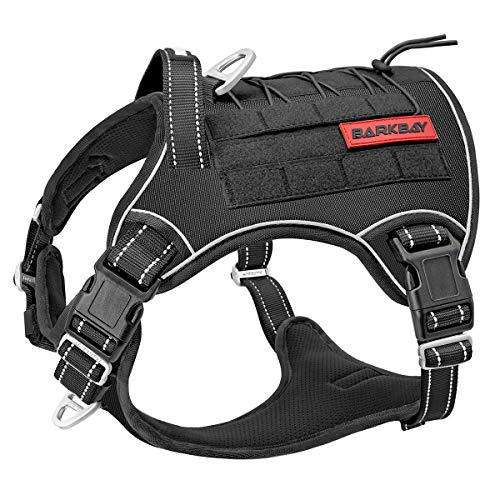 Tactical Dog Harness Large,Military Service Weighted Dog Vest Harness Working Dog MOLLE Vest with Loop Panels,No-Pull Training Harness with Leash Clips for Walking Hiking Hunting(Black,XL) - color: Black, size: X-Large (Pack of 1)