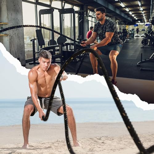 Yes4All 1.5/2 Inch Battle Ropes with Extra Protective Sleeve, Workout Ropes for Cross-Training Home Gym & Fitness Exercises, Strength Training - 30,40,50 Feet Lengths Available - color: B. 2 inch - 40 feet