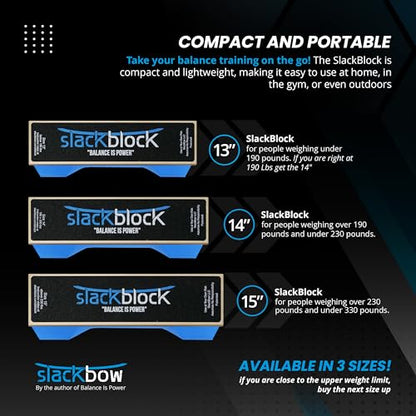 SlackBlock Athletic Balance Trainer – Improve Balance, Stability, and Athletic Performance – Condition Your Body and Prevent Injury - Compact and Portable - size: 15"