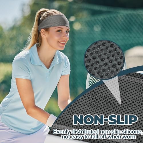 Sukeen Cooling Headbands for Women, Instant Cooling Moisture Wicking Non-Slip Sweatbands for Women Running Fitness Yoga - color: Black/Dark Gray/Gray/Rose Red