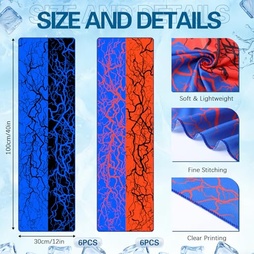 12 Pack sport Cooling Towels, 40"x12" Ice Breathable Soft Chilly Sweat Rag Microfiber Workout Rags Cooling Towels for Neck and Face for Gym Yoga Golf Sport Running Fitness Party Favors Team Gift