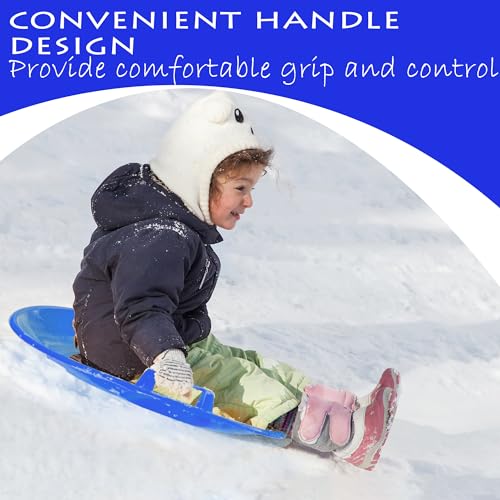 Slippery Racer Heavy-Duty Cold Resistant Downhill Pro Adults and Kids Plastic Outdoor Winter Saucer Disc Snow Sled with Handles - size: 1 PACK, style: Blue