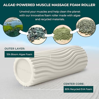 Sweet Spot Medium Exercise Foam Roller 14"x5.5" – Medium Density Travel Foam Roller for Physical Therapy, Deep Tissue Massage, Yoga, Pilates, Classic Exclusive Wave Texture (Natural)