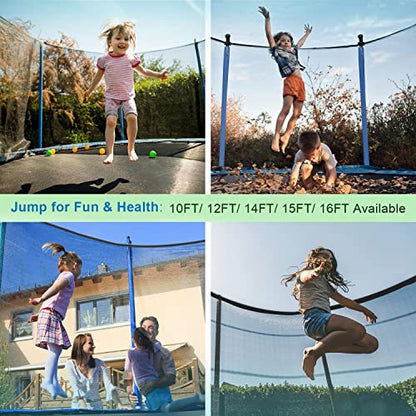 1500LBS 10FT 12FT 14FT 16FT Trampoline for Kids Adults with Basketball Hoop, Enclosure Net, Sprinkler, Lights, Disco Ball with Music Speaker, Heavy Duty Trampoline Outdoor Trampolines - color: Blue - 8FT