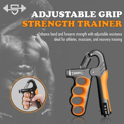 Adjustable Grip Strength Trainer Hand Gripper for Grip Strength, Forearm & Wrist Strengthener, Hand Exerciser for Strength Training & Therapy 11-220Lbs(5-100KG) | Orange