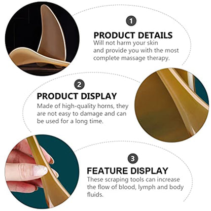 2Pcs GuaSha Scraping Massage Tool Buffalo Horn Guasha Board Massager Roller Scrapping Plate Chinese Acupuncture Roller Stick Trigger Point Treatment