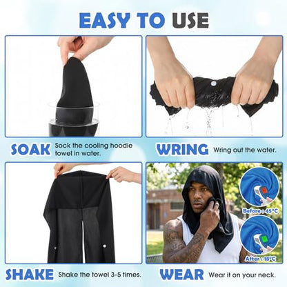 8 Pack Cooling Hooded Towel Set, 4 Cooling Towels for Neck and Face and 4 Flat Ice Towels Microfiber Soft Breathable for Hot Weather Gym, Sports, Yoga, Camping, Workout, Golf