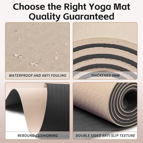 PAIDU Yoga Mat 8mm Super Thick TPE Fitness Mat | SGS Certified | Non-Slip, Odorless & Tear-Resistant | Unisex with Strap | for Yoga, Pilates, Meditation & Home Workouts