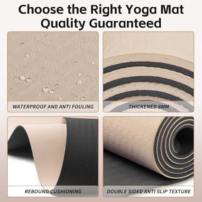 PAIDU Yoga Mat 8mm Super Thick TPE Fitness Mat | SGS Certified | Non-Slip, Odorless & Tear-Resistant | Unisex with Strap | for Yoga, Pilates, Meditation & Home Workouts