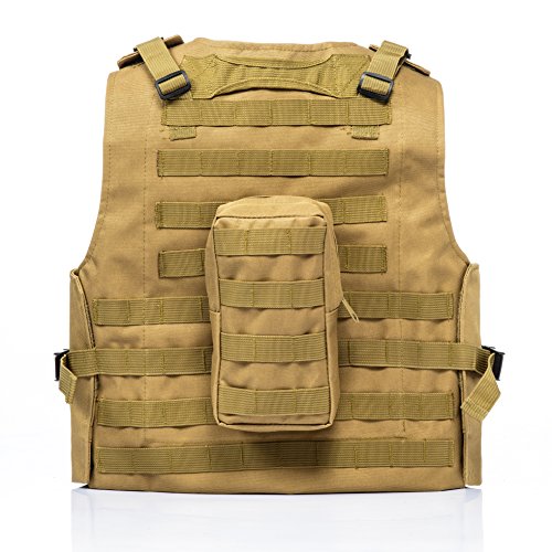 Trainning Tactical Airsoft Paintball Combat Swat Assault Army Shooting Hunting Outdoor Molle Police Vest - color: Tan-a
