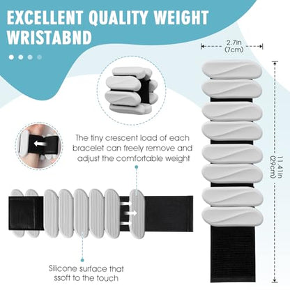 Wrist Weights, 2Pack Wrist Ankle Weights for Women & Men, 2lb Adjustable Silicone Arm and Leg Weighted Bangles(1LBs Each), Fits for Yoga, Pilates, Home Gym, Jogging, Cardio, Strength Training